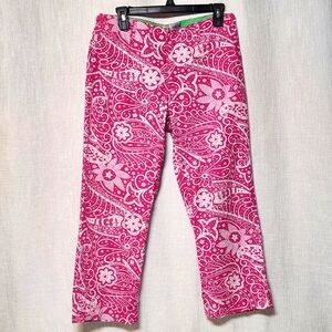IZOD Pink Capri Cropped Pants Cotton Pedal Pushers Clam Diggers Beach Size 8